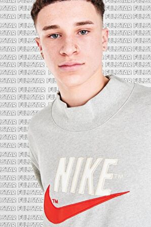 Nike Sportswear Overshirt Mens Oversized Fite Bol Kesim Gri Sweatshirt