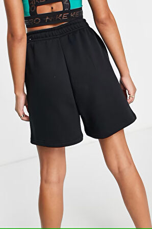 Nike Sportswear Essentials Collection Fleece High Rise Loose Fit Short Kadın Yüksek Bel Bol Kesim Pamuklu Şort Siyah