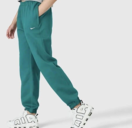 Nike Solo Swoosh Fleece Pant Pamuklu Bol Kesim Yüksek Bel Kadın Eşofman Altı Yeşil