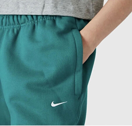 Nike Solo Swoosh Fleece Pant Pamuklu Bol Kesim Yüksek Bel Kadın Eşofman Altı Yeşil