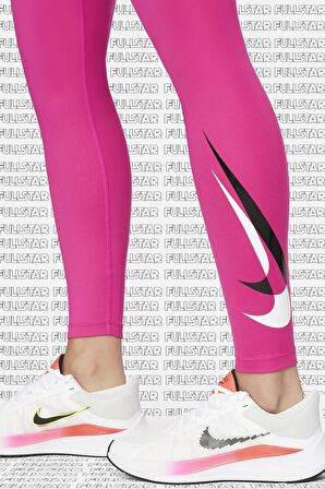 Nike One Dri Fit Big Double Swoosh Leggings 7/8 Toparlayıcı 2 İç Cepli Pembe Tayt