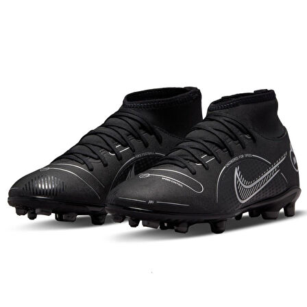 Nike Mercurial Superfly 8 Club FG/MG Soccer Shoes Çoraplı Çocuk Krampon Siyah