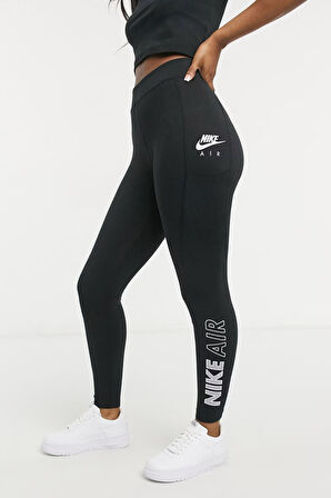 Nike Air Women's Leggings Tight Fit High Rise Black Kadın Sıkı Kesim Yüksek Bel 2 Cepli Tayt Siyah