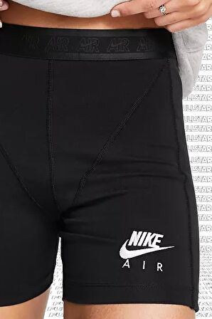 Nike Air Ribbed Legging Shorts in Black Pamuk Polyester Biker Tayt Şort