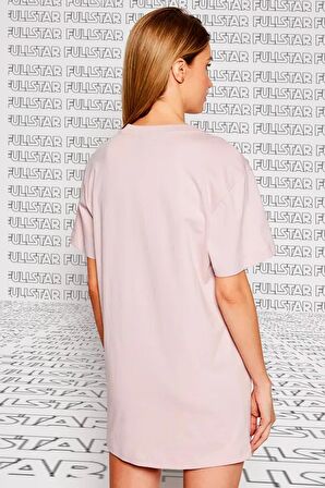 Nike Sportswear Organic Cotton Short Sleve Dress Nakış Swooslu Elbise Pembe