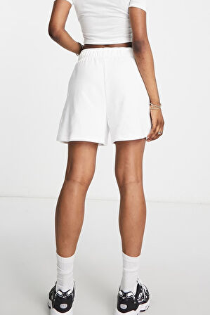 Nike Air High Rise Loose Fit Short White Kadın Bol Kesim Yüksek Bel Pamuklu Şort Beyaz