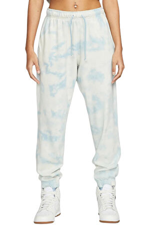 Nike Sportswear Jersey Mid Rise Loose Fit Women's Cloud Dye Kadın Bol Kesim Eşofman Altı Beyaz Mavi