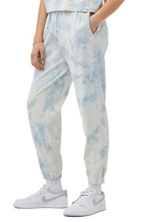 Nike Sportswear Jersey Mid Rise Loose Fit Women's Cloud Dye Kadın Bol Kesim Eşofman Altı Beyaz Mavi