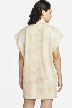 Nike Sportswear Women's Oversized Fit Washed Jersey Dress Kadın Oversize Elbise Tişört Bej