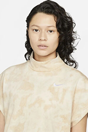 Nike Sportswear Women's Oversized Fit Washed Jersey Dress Kadın Oversize Elbise Tişört Bej