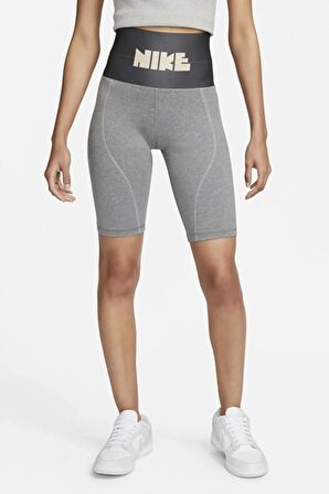 Nike Sportswear Circa High Rise Bike Leggings Shorts Yüksek Belli Biker Tayt Şort Gri