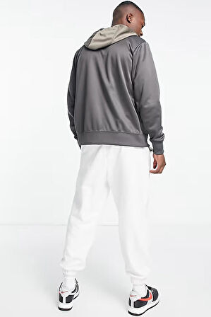 Nike Sportswear Repeat Graphic Full Zip Hoodie Kapüşonlu Erkek Sweatshirt Bej Gri