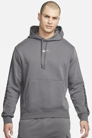 Nike Sportwear Men's Fleece Pullover Hoodie Grey Erkek Şardonlu Kapüşonlu Sweatshirt Gri