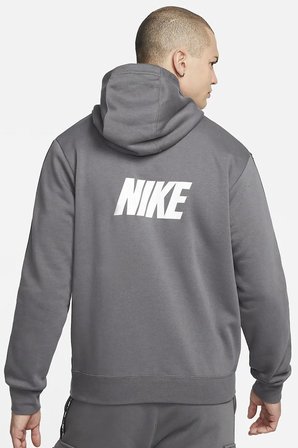 Nike Sportwear Men's Fleece Pullover Hoodie Grey Erkek Şardonlu Kapüşonlu Sweatshirt Gri
