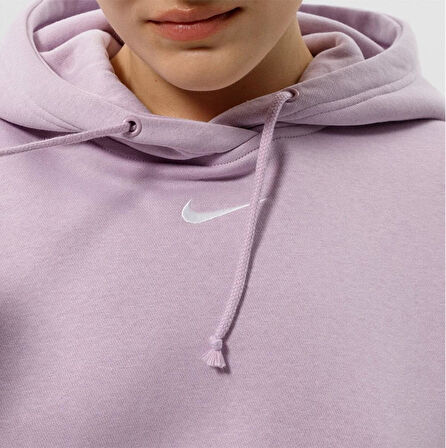 Nike Sportswear Collection Essentials Oversized Hoodie Büyük Beden Kapüşonlu Kadın Mor Sweatshirt 