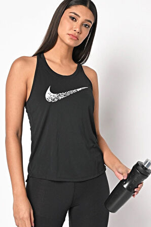 Nike Dri Fit Swoosh Run Tank Kadın Koşu Antreman Atleti Siyah