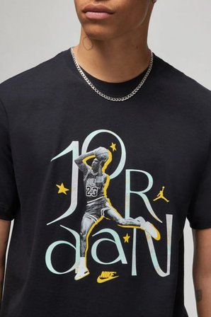 Nike Jordan Mens Tee Grafik Baskılı Pamuklu Erkek Tişört Siyah