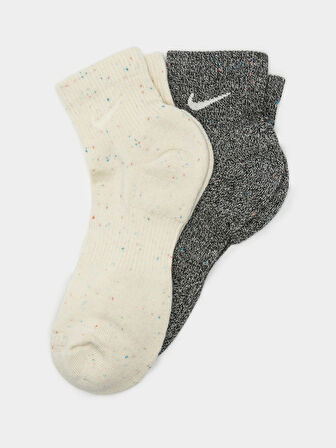 Nike Everyday Plus Cushioned Ankle Unisex Socks 2 pr 2 li Plus Yastıklı Pamuklu Soket Çorap Gri Krem