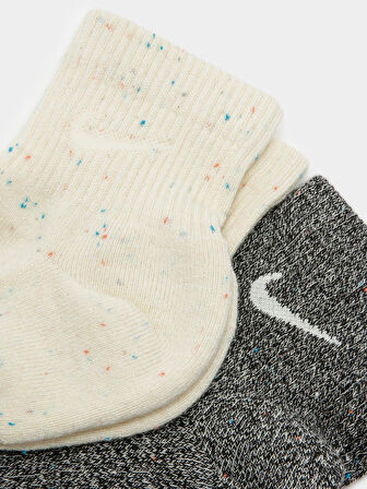 Nike Everyday Plus Cushioned Ankle Unisex Socks 2 pr 2 li Plus Yastıklı Pamuklu Soket Çorap Gri Krem