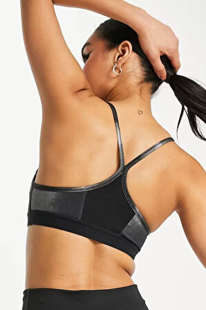 Nike Women's Indy Dye Allover Print Sports Bra Kadın Spor Sütyen Büstiyer Siyah Gri