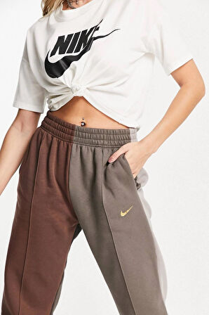 Nike Color Block Loose Fit Pant Bol Kesim Kadın Eşofman Altı Kahverengi