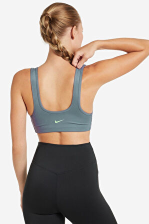 Nike Dynamic Training One Swoosh Dri Fit Women's Mid Support Sports Padded Sporcu Pedli Bra Mavi