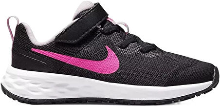 Nike Revolution 6 Walk Shoes Lastik ipli Kolay Giyimli Yürüyüş Ayakkabısı Siyah Pembe Swoosh