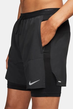 Nike Dri-FIT Stride Mens Running Short Hybrid Erkek Koşu Antreman Şort Siyah