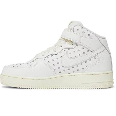 Nike Air Force 1 AF1 Mid Leather Unisex Sneaker Hakiki Deri Bilekli Günlük Spor Ayakkabı Kırık Beyaz