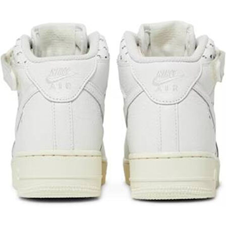 Nike Air Force 1 AF1 Mid Leather Unisex Sneaker Hakiki Deri Bilekli Günlük Spor Ayakkabı Kırık Beyaz