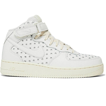 Nike Air Force 1 AF1 Mid Leather Unisex Sneaker Hakiki Deri Bilekli Günlük Spor Ayakkabı Kırık Beyaz
