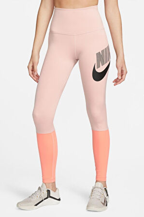 Nike One High Waisted Training Leggings Yüksek Belli Toparlayıcı 2Cepli Tayt Pembe