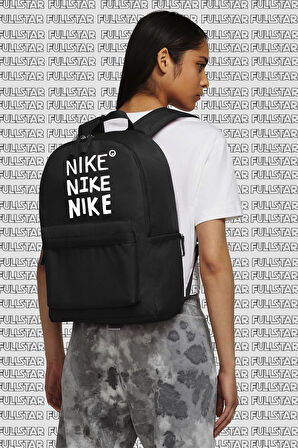 Nike Heritage Logo College and University Black Backpack 25 lt Günlük Okul Sırt Çantası Siyah