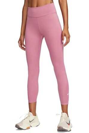 Nike One Dri Fit Mid Rise Leggings 7/8 Toparlayıcı 2 Cepli Pembe Tayt