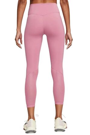 Nike One Dri Fit Mid Rise Leggings 7/8 Toparlayıcı 2 Cepli Pembe Tayt