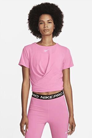 Nike Dri Fit One Luxe Twist Kısa Kollu Pembe Kadın Tişört