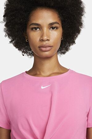 Nike Dri Fit One Luxe Twist Kısa Kollu Pembe Kadın Tişört