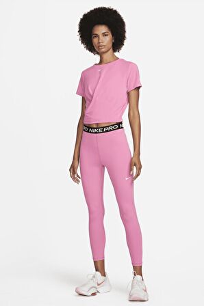Nike Dri Fit One Luxe Twist Kısa Kollu Pembe Kadın Tişört