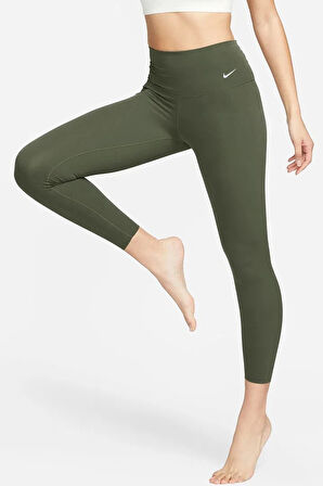 Nike Dri Fit Zenvy Gentle Support High Waisted 7/8 Leggings Kadın Yüksek Bel İç Cepli Spor Tayt Haki
