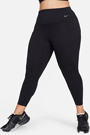 Nike Universa Medium Support High Rise 7/8 Length Training (Plus Size) Tight Kadın 2 Cepli Antrenman Taytı Siyah