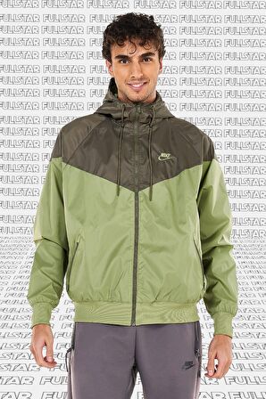 Nike Sportswear Windrunner Jacket Blue Green Kapüşonlu Erkek Ceketi Yeşil Haki