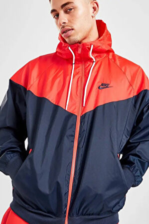 Nike Windrunner Full Zip Jacket Kapüşonlu Erkek Ceket Rüzgarlık Lacivert Kırmızı