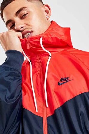 Nike Windrunner Full Zip Jacket Kapüşonlu Erkek Ceket Rüzgarlık Lacivert Kırmızı