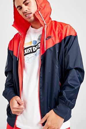 Nike Windrunner Full Zip Jacket Kapüşonlu Erkek Ceket Rüzgarlık Lacivert Kırmızı