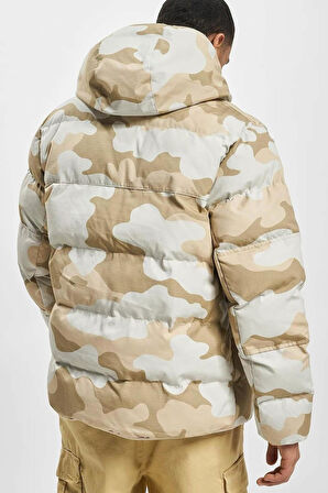 Nike Sportswear Therma Fit Kamuflaj Erkek Kapüşonlu Mont Krem