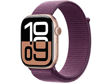 APPLE Watch Series 10 GPS 46mm Rose Gold Aluminium Case with Plum Sport Loop