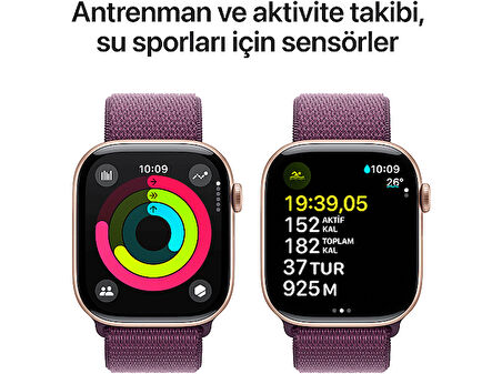 APPLE Watch Series 10 GPS 46mm Rose Gold Aluminium Case with Plum Sport Loop