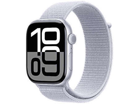 APPLE Watch Series 10 GPS + Cellular 42mm Silver Aluminium Case with Blue Cloud Sport Loop
