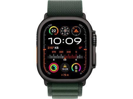 APPLE Watch Ultra 2 GPS + Cellular 2024 49mm Black Titanium Case with Dark Green Alpine Loop - Medium