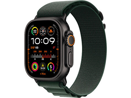 APPLE Watch Ultra 2 GPS + Cellular 2024 49mm Black Titanium Case with Dark Green Alpine Loop - Large